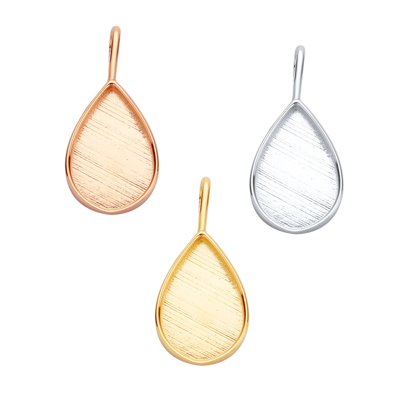 Breast Milk Resin Pear Solid Back Pendant Bezel SettingsSolid 925 Sterling Silver Rose Gold Plated Pendant 1431164 250117