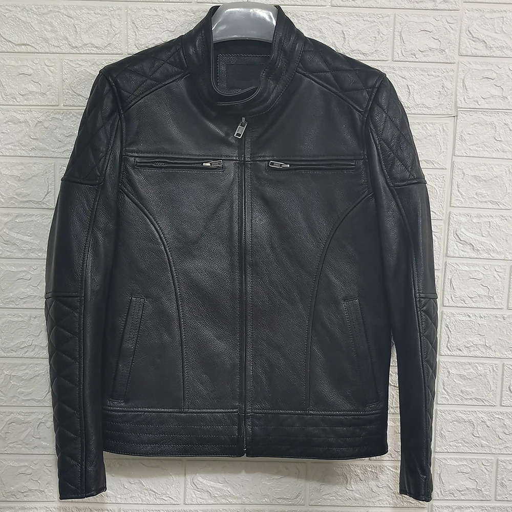 Vintage Men Leather Jacket Thick 100% Genuine Cowhide Biker Jacket Slim Fit Men Motorcycle Coat Autumn ASIAN SIZE S-5XL M419 250120