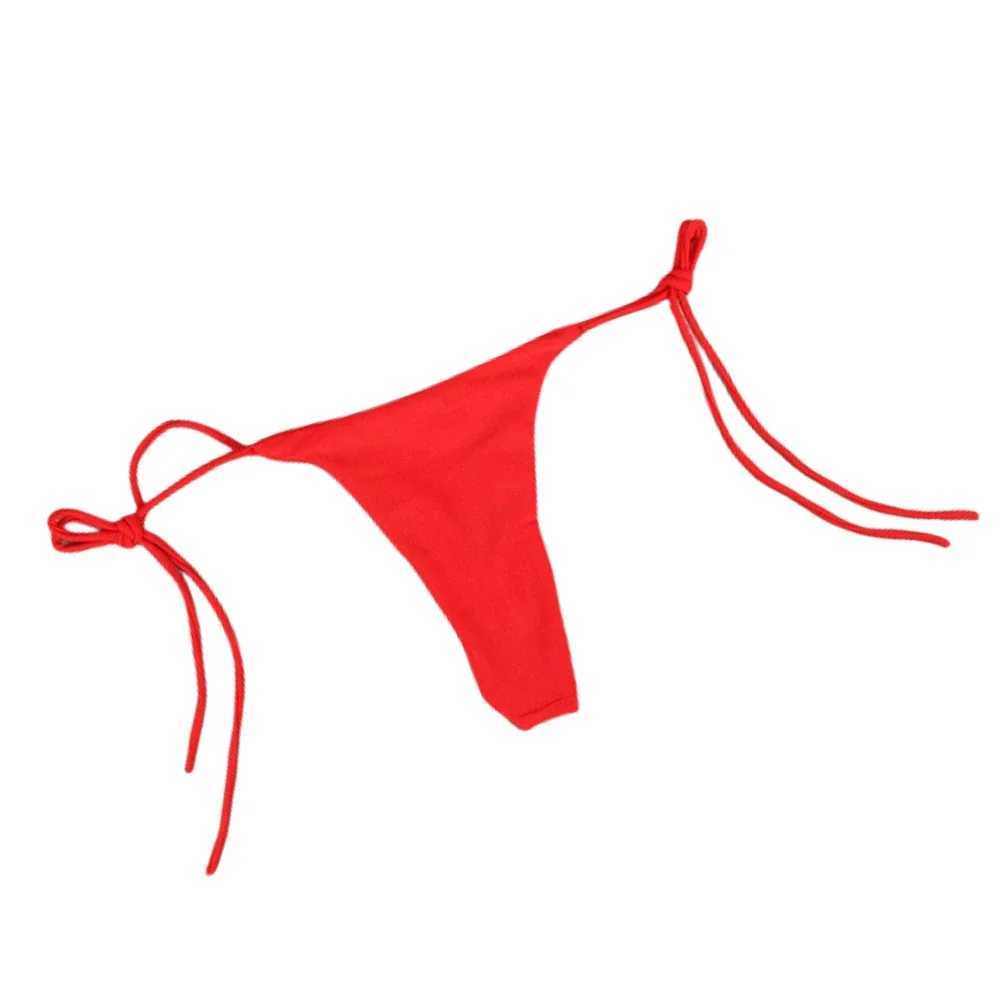 Women Split Thong Bathing Suit Lace Up Halter Panties and Bras Bikini Set Ultrathin Elastic Spandex Summer SwimwearXJ250120