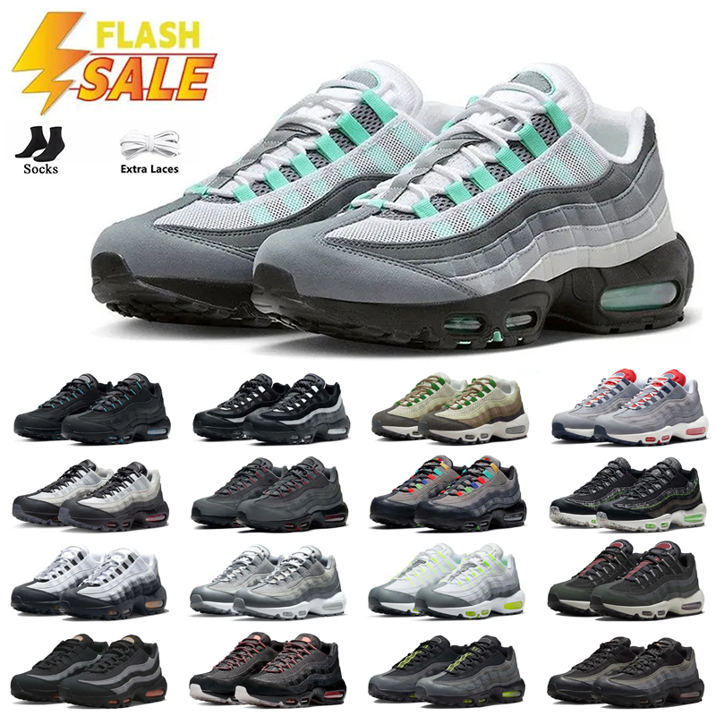 Designer 95 Running Shoes Mens Trainers 95s Black White Triple Bred Stadium Green Prep School Neon Volt Purple Tones Mystic Red Men Women Outdoor Sneakers Runners