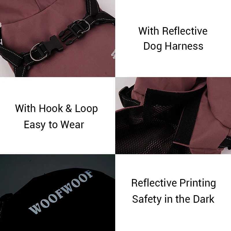 Reflective Four-Legged Monochrome Jacket for Pets Raincoat with Hood Puppy Clothes Small and Medium Dogs Cats OutwearXJ250121