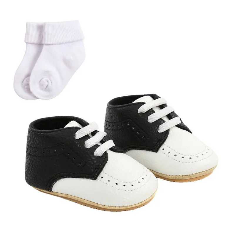 2 pieces of children newborns babies boys and girls coated shoes shoelaces soft shoe soles anti slip first step walker+0-18M socks X250129