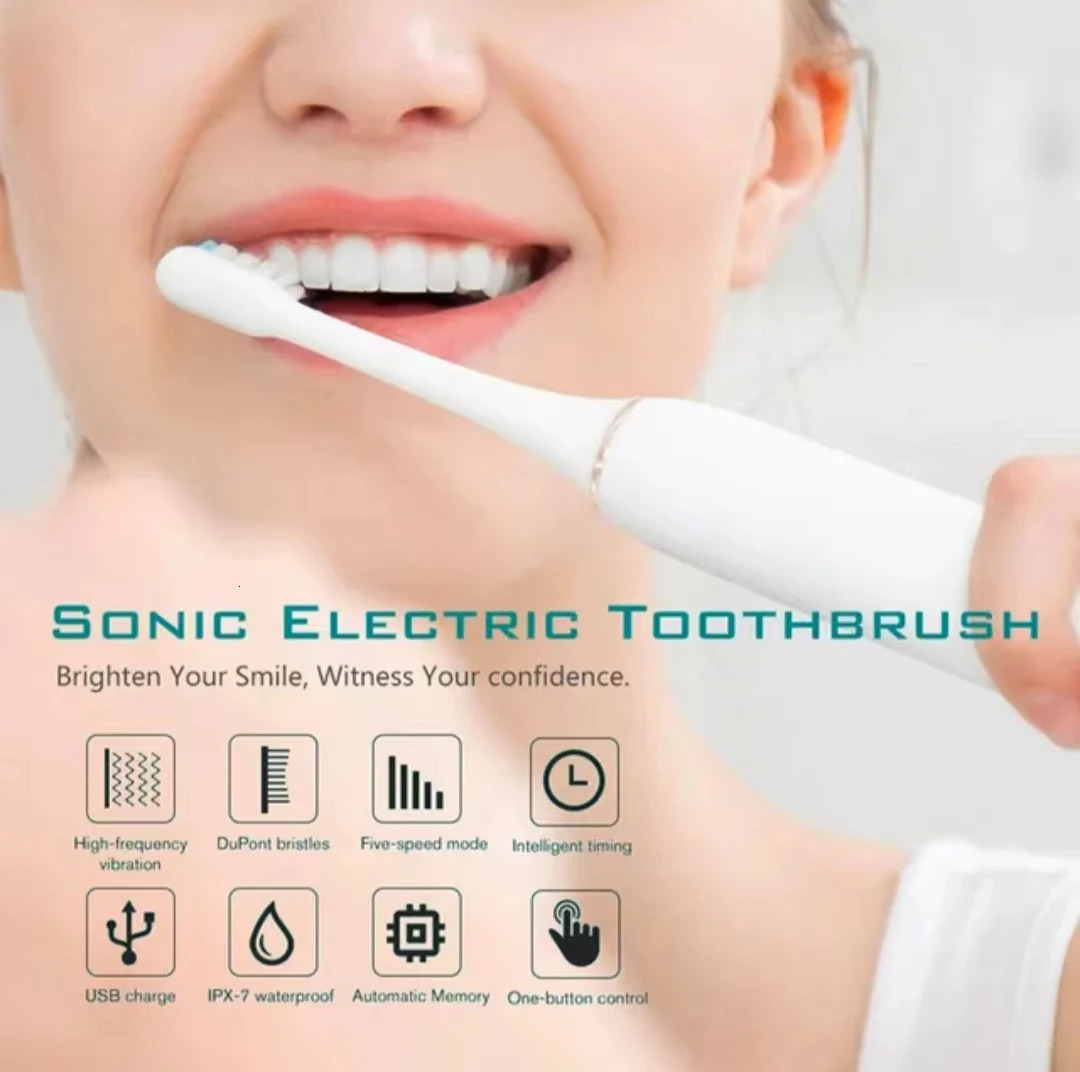 Sonic Electric Toothbrush for Adults IPX7 Waterproof DuPont Brush Head USB Rechargeable High Frequency Cleaning 6 Modes 250115