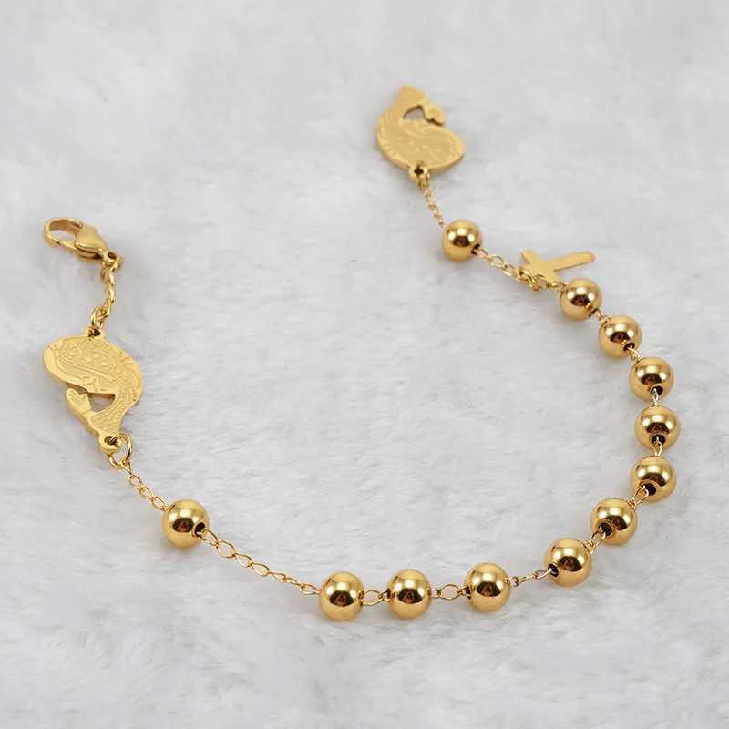Fashion Stainless Steel Virgin Mary Beaded Religious Bracelet for Men Wen Daily Wear Hand Jewelry X250129