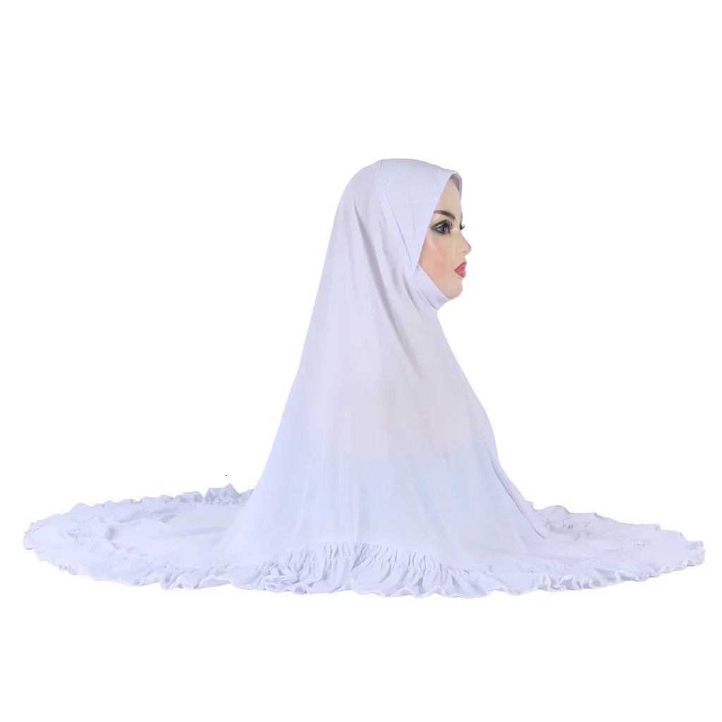 Arab Women Hijab Muslim Turban Islamic Khimar Fashion Ruffled Wear Directly Instant Hijab Solid Elastic Long Shawls 250121