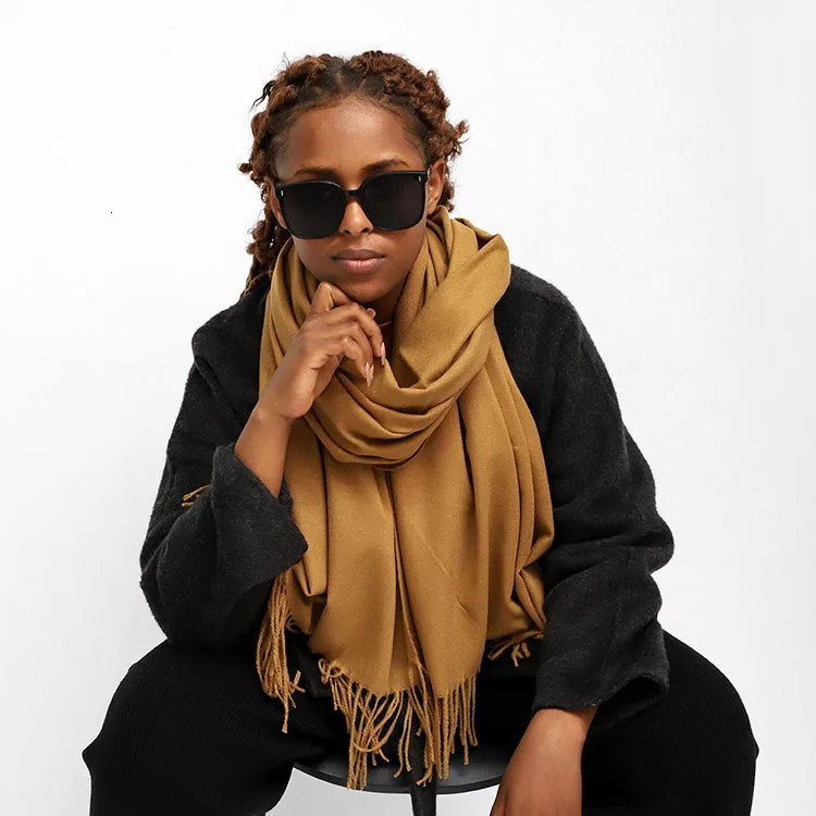 Women Imitation Cashmere Scarves 70x200cm Including Beard Fashion Korean Version Solid Warm Scarf Versatile Shawl Party Gift 250120