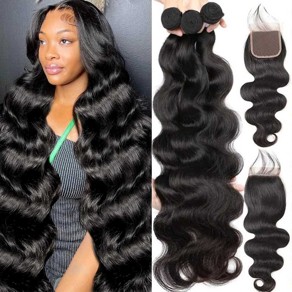 Wholesale Body Wave Human Hair Bundle With 4x4 13x4 HD Clo Frontal Hair Weave 3/4 Bundle With Clo 100% Remy Human HairXJ250120