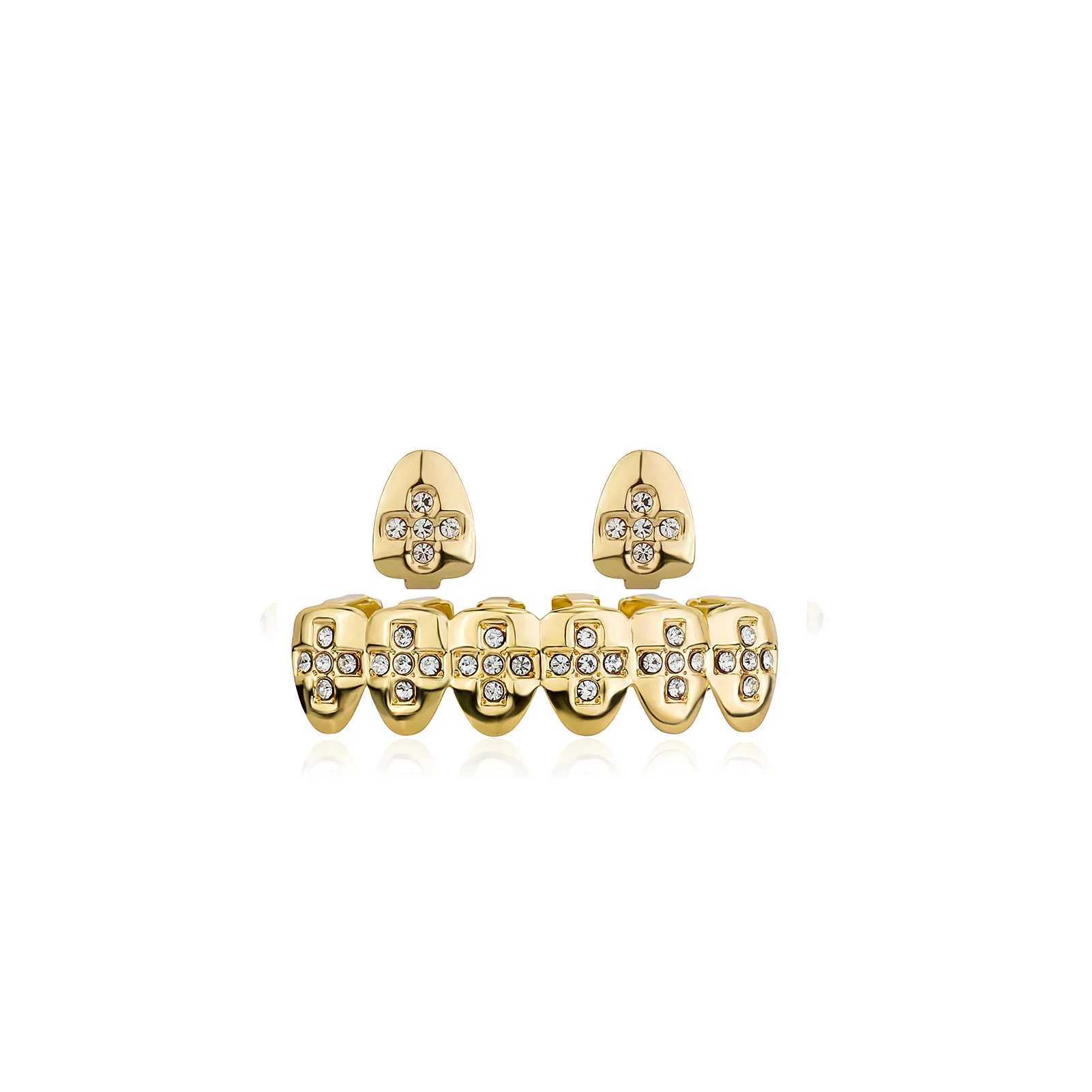 Hip Hop Teeth Grills Top Bottom Iced Out Bling Grillz Dental Shiny Mouth Caps Party Vampire Tooth JewelryXJ250114