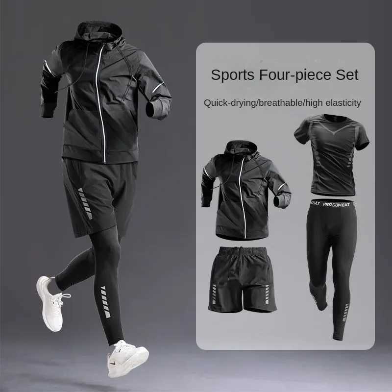 All season mens sportswear set/set - track and field clothing for running cycling fitness and hiking gym mens clothing jogging boxing 5 pieces X250129