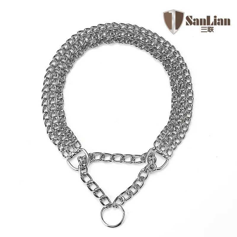 Three row chain dog collar Training dog P chain Collars Adjustment pet Metal necklace stainless steel for Medium large big dogs X250129