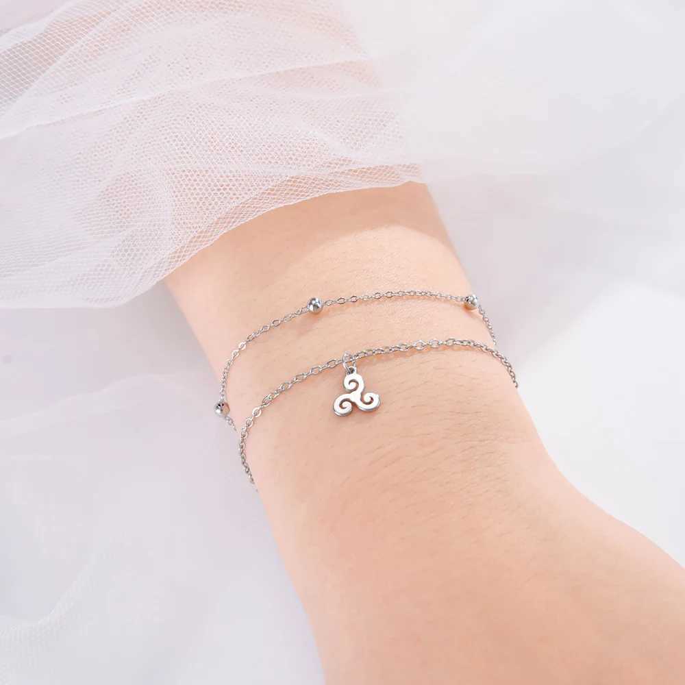 Dawapara Triskele Triple Spiral Charm Bracelet Triskelion Symbol Celtic Amet Stainless Steel Ornament X250129