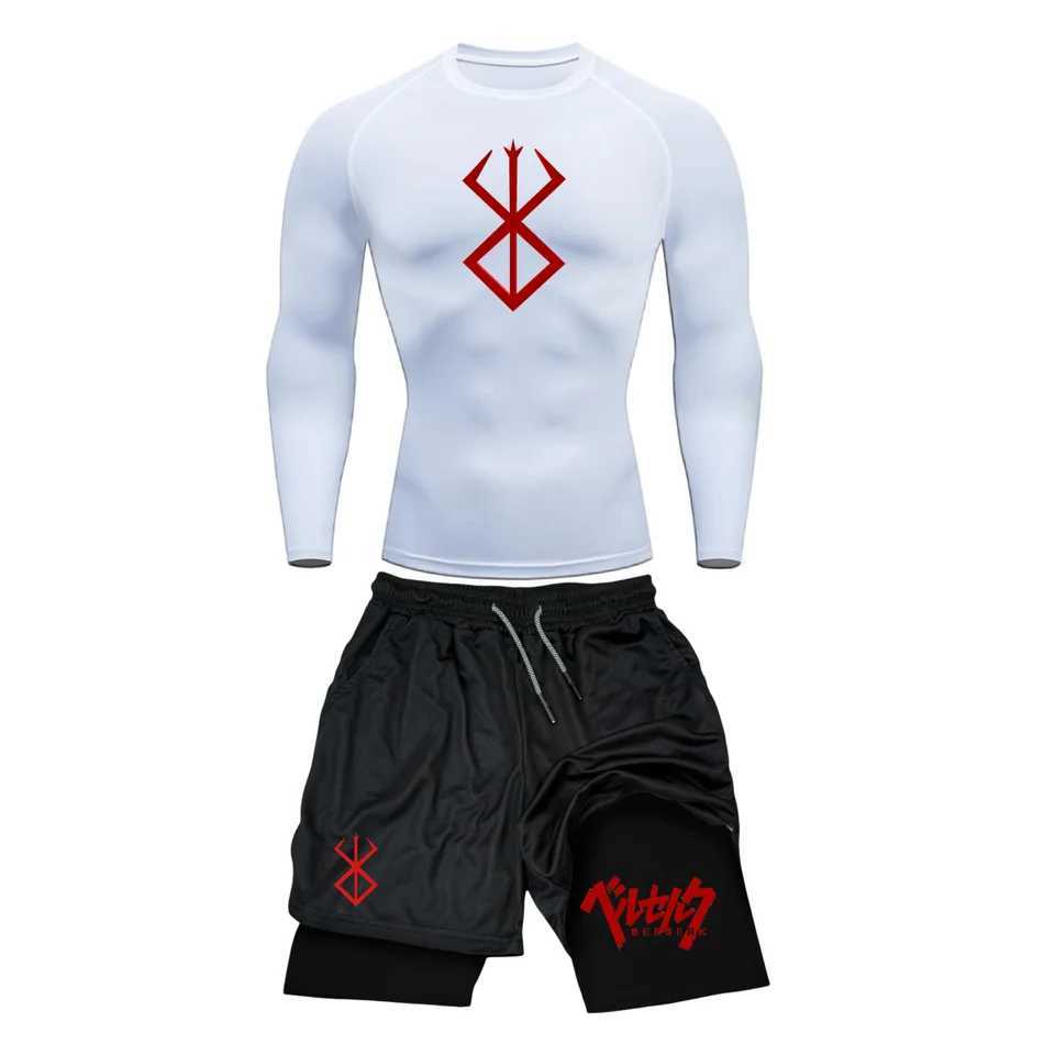 Fury Intestine 3D Printed Mens Compression Set Long Sleeve/Short Sleeve Gym Top+Exercise Short Sleeve Quick Drying Rush Protective Set X250129