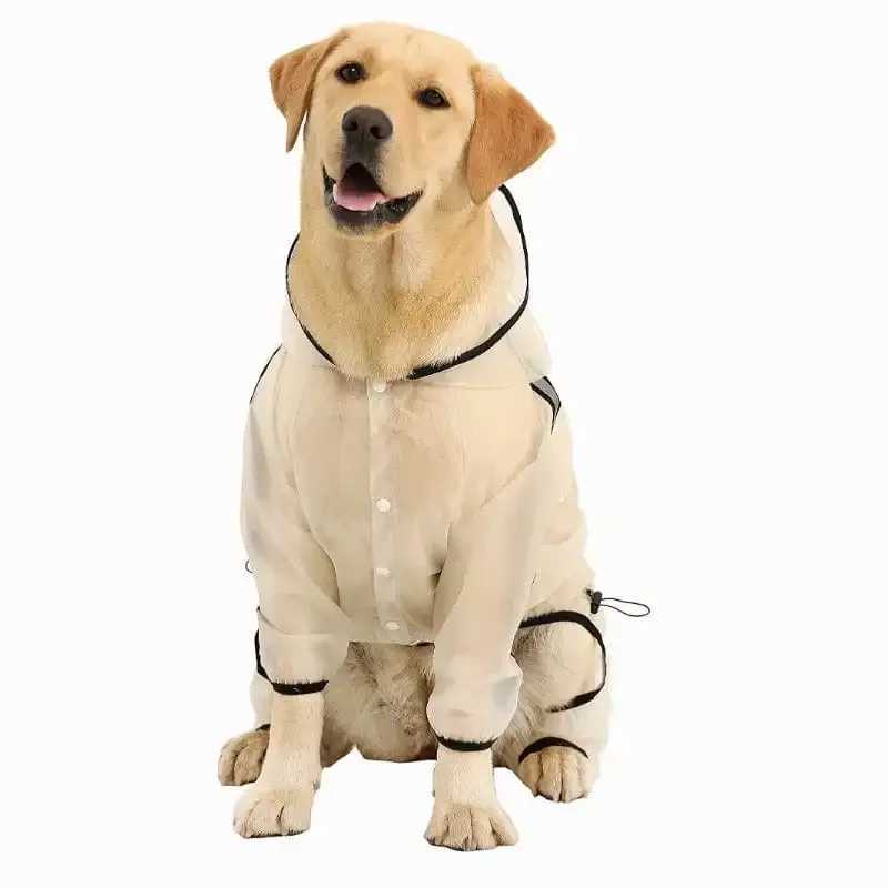 JBTP New Dog Raincoat Dog Hooded Slicker Poncho 4 Legs Dog Rain Jacket Reflective Stripe Transparent Water Resistant RaincoatXJ250121