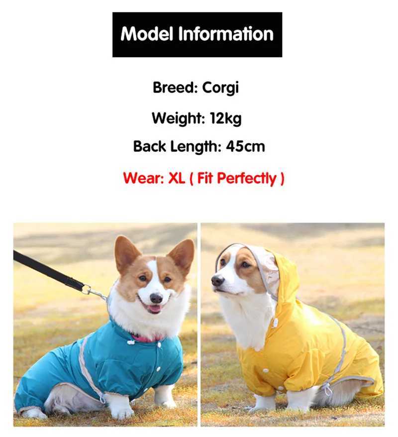 Pet Dog Raincoat for Corgi Dachshund Waterproof Dog Rain Jacket Light Weight Breathable 4 Feet Hooded Pet Rain Poncho AdjustableXJ250121