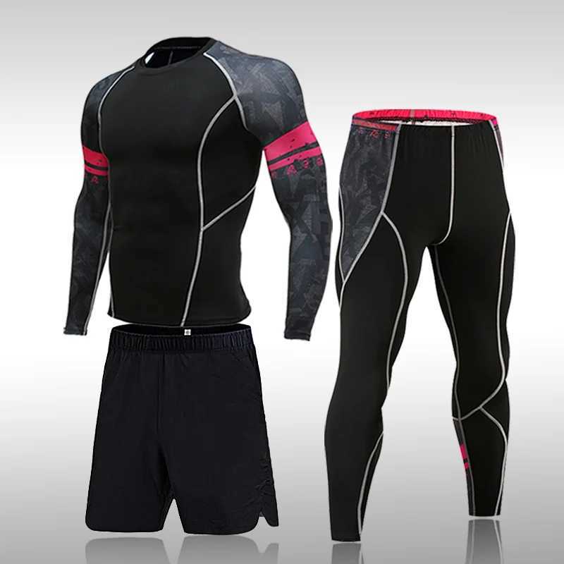 Mens sportswear MMA running fast drying sportswear compression fitness clothing training 3-piece sports tight fitting clothing X250129
