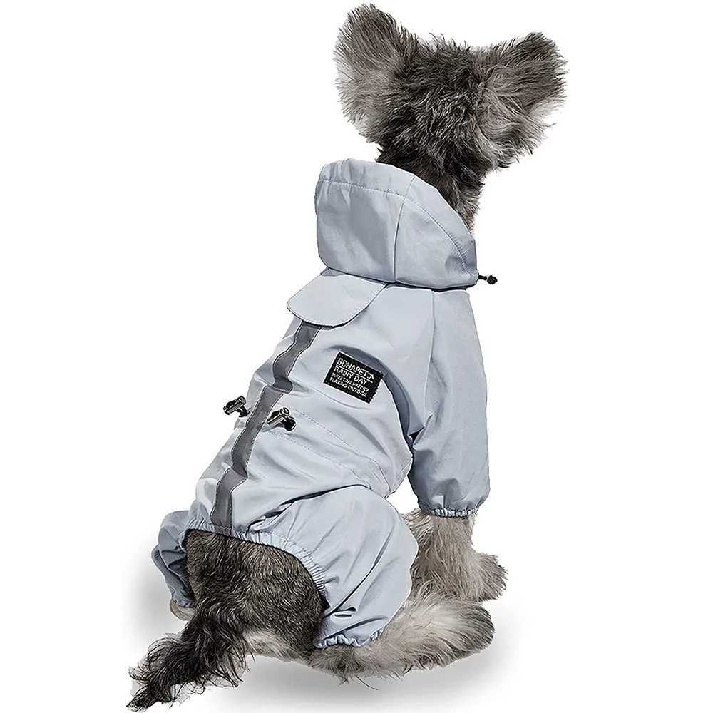 Dog Raincoat Pet Windproof Waterproof Rain Poncho Jacket with Hood Puppy Reflective Four Legs Rain Jumpsuit for Small Dogs CatXJ250121