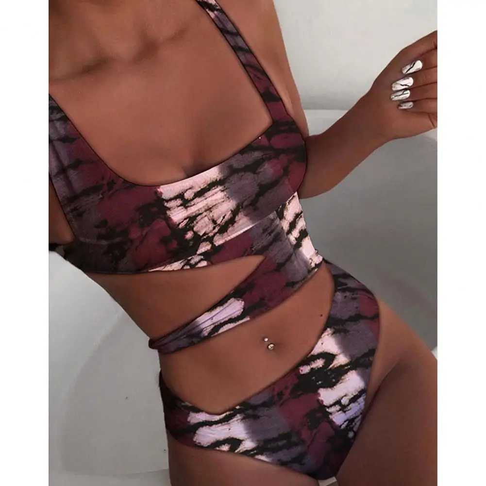Summer Women Bikini Set Stain Resistant Slim Fit Sveless Push Up Lady Beachwear Shoulder Strap One Piece Bathing SuitsXJ250120