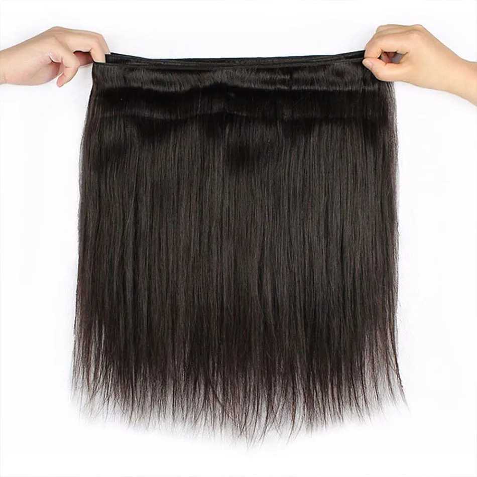Bone Straight Bundles With Clo Brazilian Hair Weave Bundles With Clo 30 Inch Naturel Hair Bundles with Lace Frontal HairXJ250120