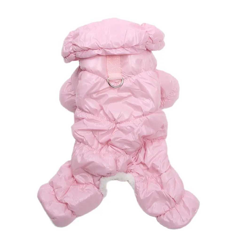 Dogs Cats Winter Jumpsuit with Leash Buckle PU Leather Waterproof Clothes Pet Puppy Coat Jacket Warm Outfit 4 ColoursXJ250121