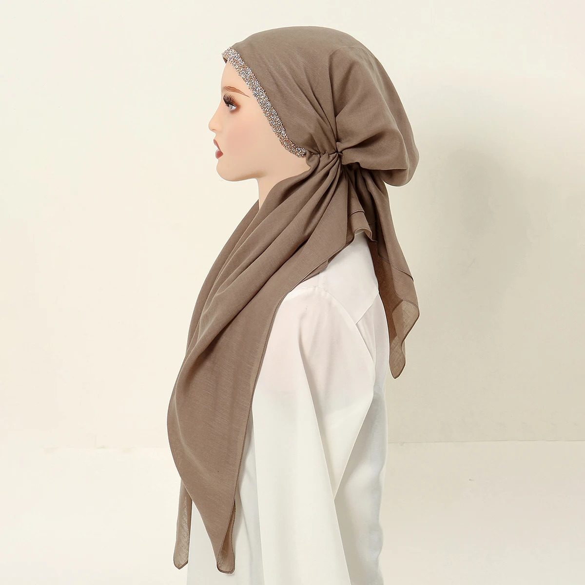 Shiny Rhinestone Instant Hijab Scarf for Women Muslim Turban Thin Breathable Polyster Headband Elastic Sleep Cap Wraps 250121
