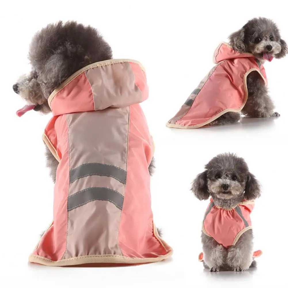 Dog Raincoat Waterproof Puppy Poncho Hooded Rainwear Reflective Dog Rain Coat Dogs Waterproof Coat Polyester Puppy Rain CloakXJ250121