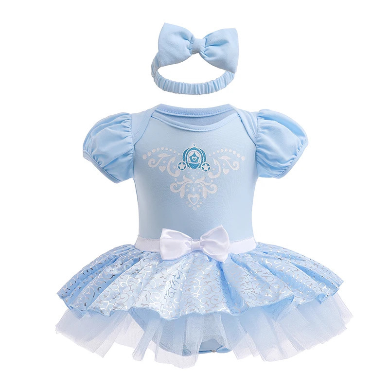 Toys Infant Baby Romper Dress With Headbands Mermaid Elsa Ana Belle Little Girl Jumpsuit Kids Cute Cos Clothing 250117