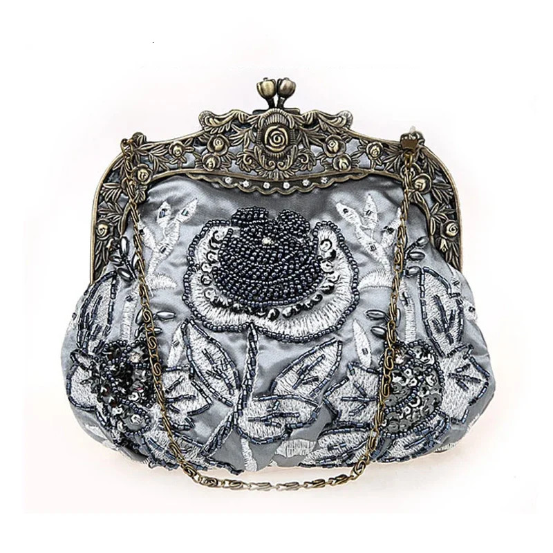 retro beaded night bag embroidered bag diamond sequin clutch handbag bridal bag 250120