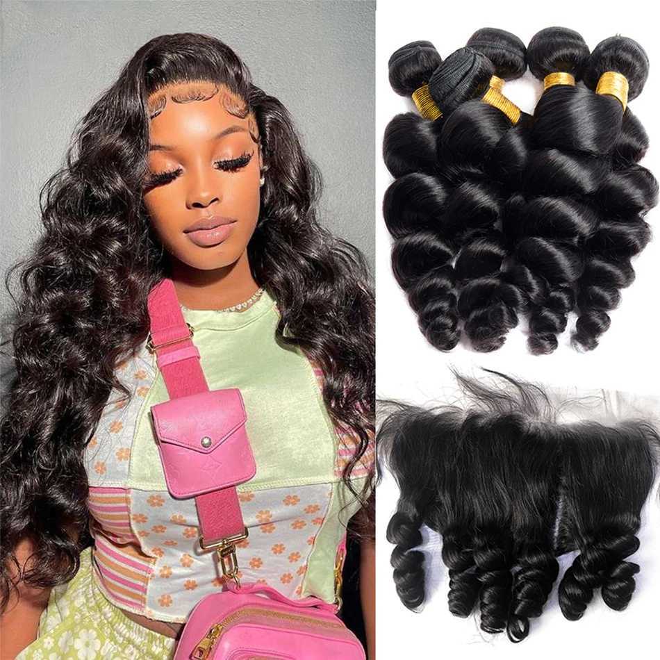 Peruvian Hair Bundles With Frontal Unprocessed Virgin Human Hair Clo and 3 4 Bundles Deal Loose Wave Bundles With CloXJ250120
