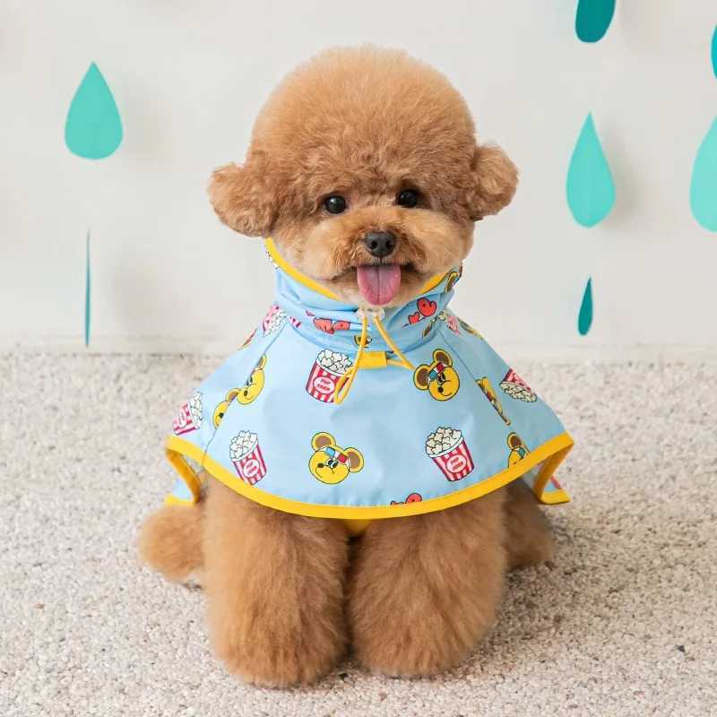 INS Cartoon Pet Dog Waterproof Raincoat Pet Clothes for Dogs Clothes Hooded Dog Raincoat Leashable Puppy Bichon Teddy Dog ClotheXJ250121