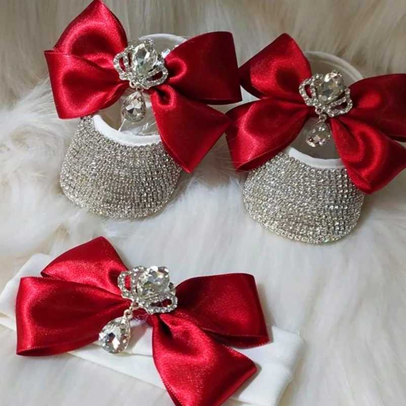 Bling Newborn Bridal Wedding Flower Dazzling Gorgeous Rhinestone accepts pictures handmade custom patterned pearl baby shoes X250129