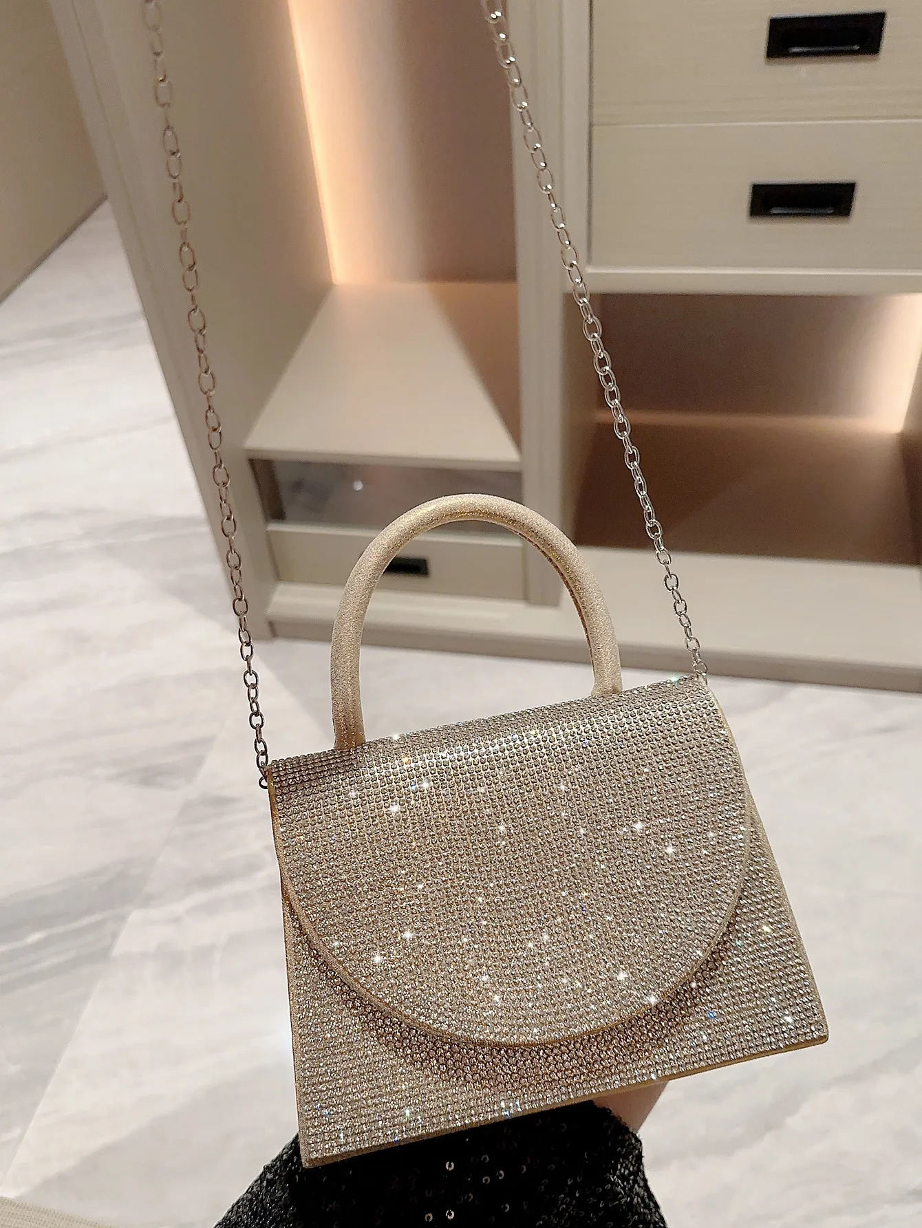 Womens Pleated Sparkling Evening Bag Flap Dress Bag Evening Bag Party Bag Prom Bag Wedding Bag Clutch Bag 250118