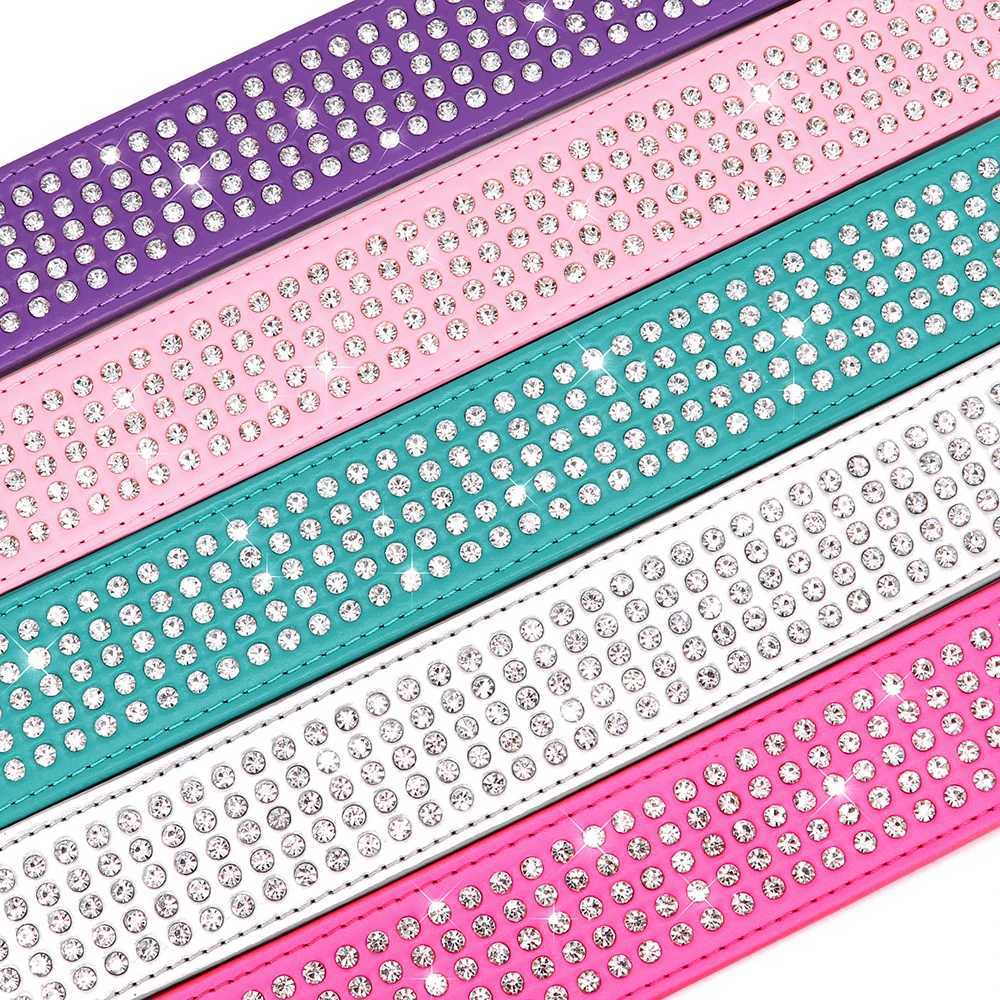 Rhinestone Wide Dog Collar Sparkly Crystal Large Dog Collars Diamonds PU Leather Collars for Small Medium Large Dogs 5cm Width X250129