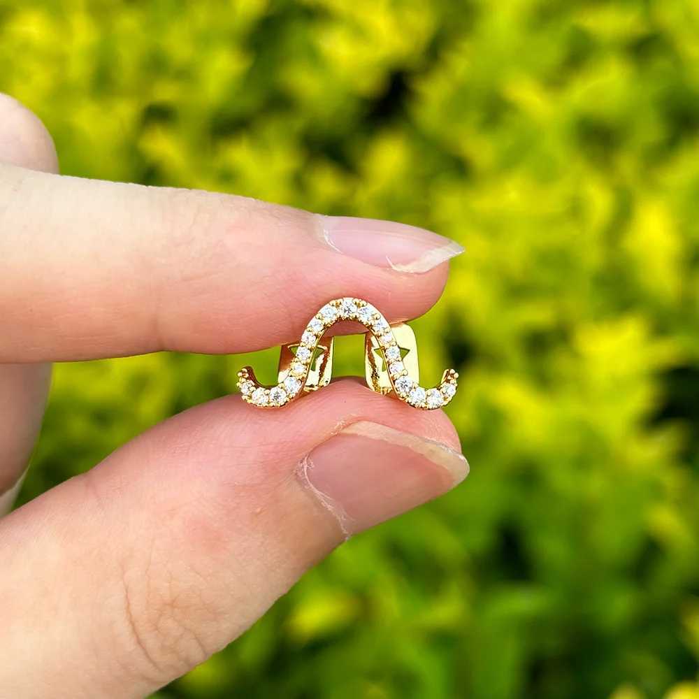 RACHELZ Trend Niche Design Curve Twisted Zircon Teeth Grillz Hip Hop Glossy Wave Tooth Caps For Women Men Jewelry GiftXJ250114