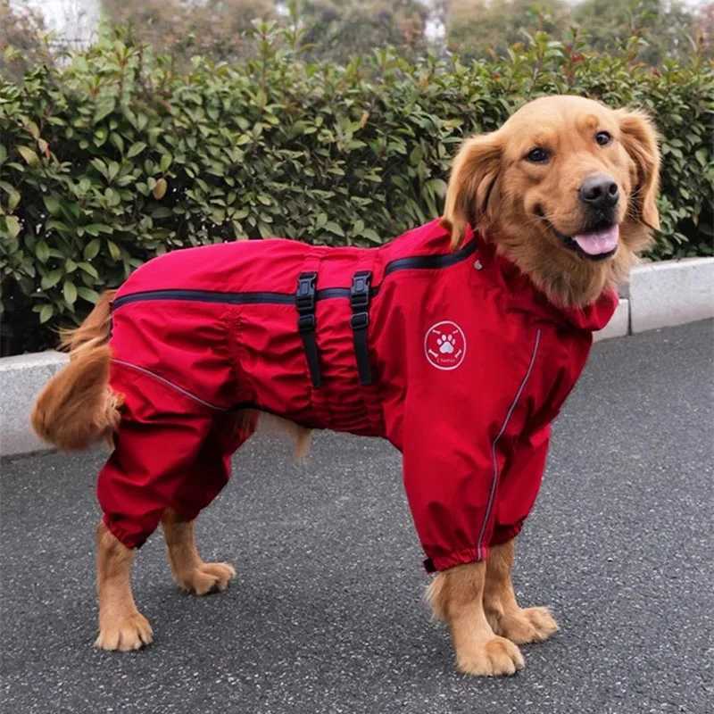 Waterproof Pet Dog Jacket Reflective Rain Dog Coat Red Dog Jumpsuits And Rompers Autumn Winter Dog Raincoat For Large DogsXJ250121
