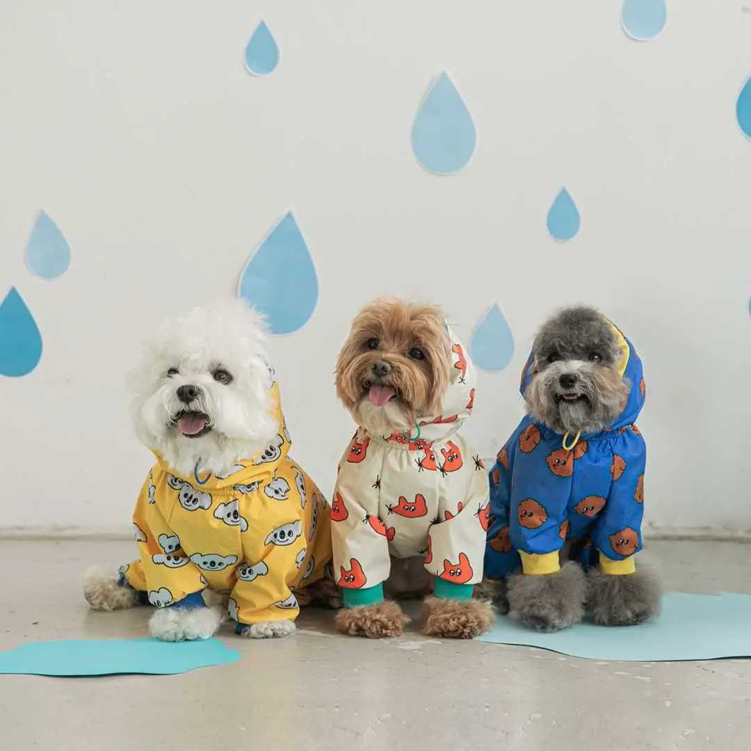 Pet Dog Waterproof All-Inclusive Raincoat Rain Poncho Medium-Sized Small Dogs Four-Legged Hooded Teddy Bichon Pet RaincoatXJ250121