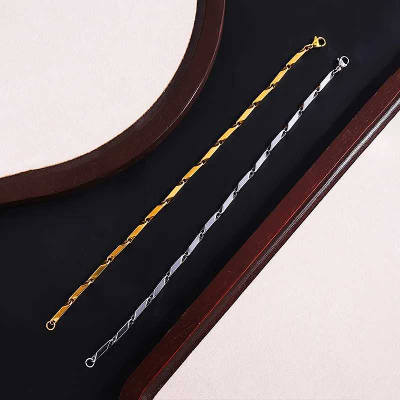 Mens Geetric Rhbus Chain BraceletCasual Stainless Steel Metal Links Wristband Length Adjustable X250129