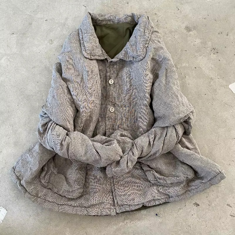 Women's Autumn Winter 2024 New Korean Vintage Style Loose Fit Women Blazer Cardigan Jacket Cotton En Warm Clothing