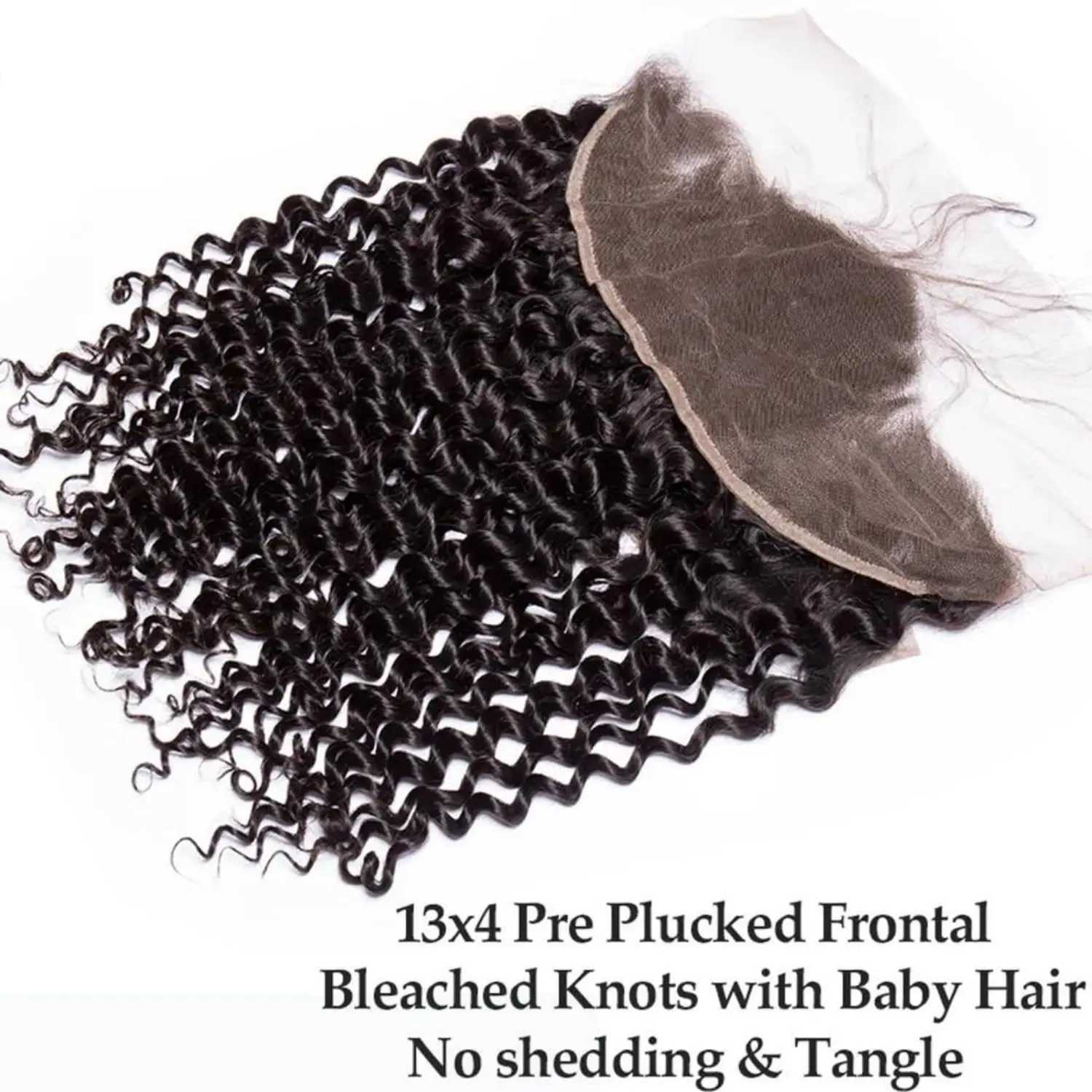 Deep Wave Bundles with Clo Human Hair 100% Brazilian Virgin Remy Hair 3 Bundles and 13x4 HD Lace Clo with Baby Hair #1BXJ250120