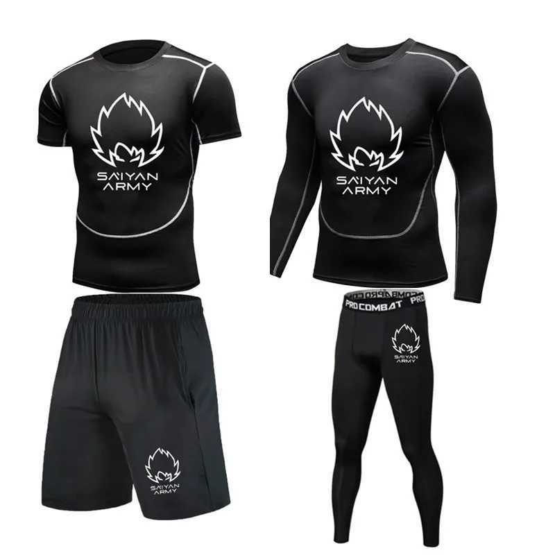 Brand mens running suit compression T-shirt tight pants sportswear gym jogging fitness sportswear training Rashguard T-shirt mens MMA X250129