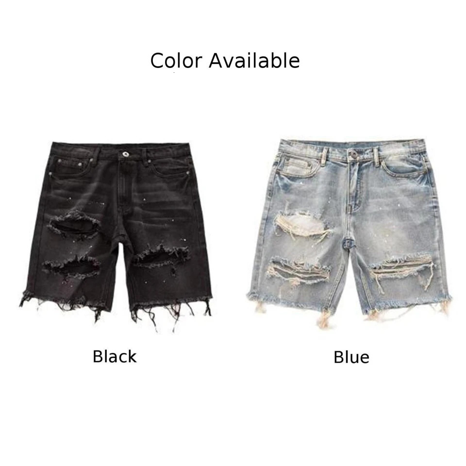 Mens Summer Distressed Shorts Fashion Slim Ripped Short Jeans Vintage Streetwear 250109
