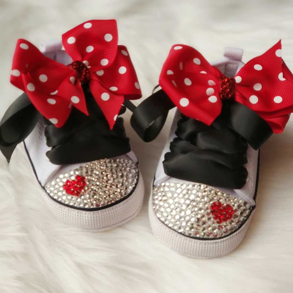 Dollbling Polka Dot Little Cutie Star Sneaker Sparkle Baby Canvas Shoes Stunning Pram 0-1Y Princess girl Sneaker walkers X250129