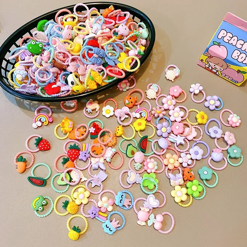 30pcs Childrens Hair Circles Small Size Girl Cute Flower Non Harmful High Elastic Headband Baby Tied Little Jiujiu Rub 250117