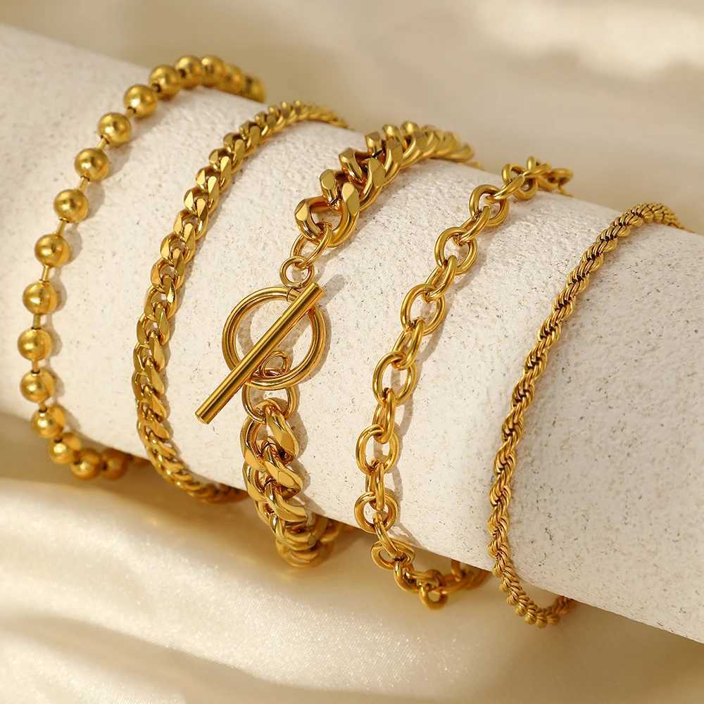 Stainless Steel Bracelets Set 5 Pcs Fashion Luxurious Unusual Non-fading High-quality Bracelet Set For Wen Jewelry Party Gift X250129