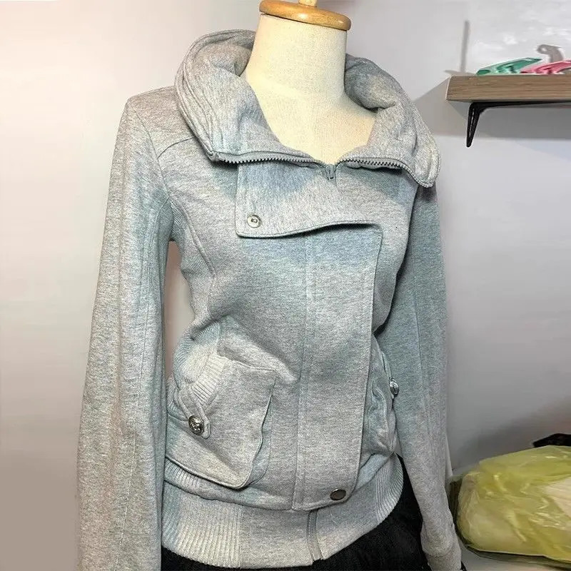 Sweatshirt Zip-up Harajuku Y2k Korean Hooded Slim Sweet Winter Outdoor Clothes 2000s Womens Top Grunge Goth Casual Hoodies 250109