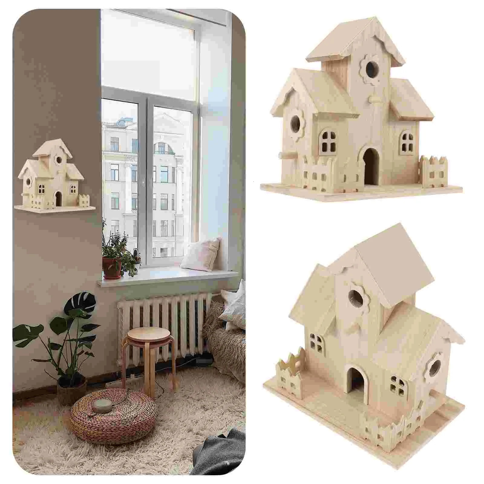 Wooden Bird House Pet Bird Nest Hanging Sleeping Nest Bird Nest Box Garden Decor Wooden Bird Nest Decoration 250121