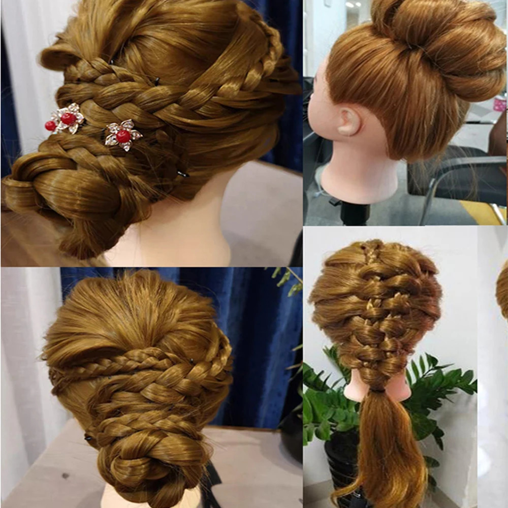 Female Styling Training Mannequin Head With Synthetic Hair For Braiding Hairstyle Practice Hairdresser Dummy Dolls Head Stan 250114