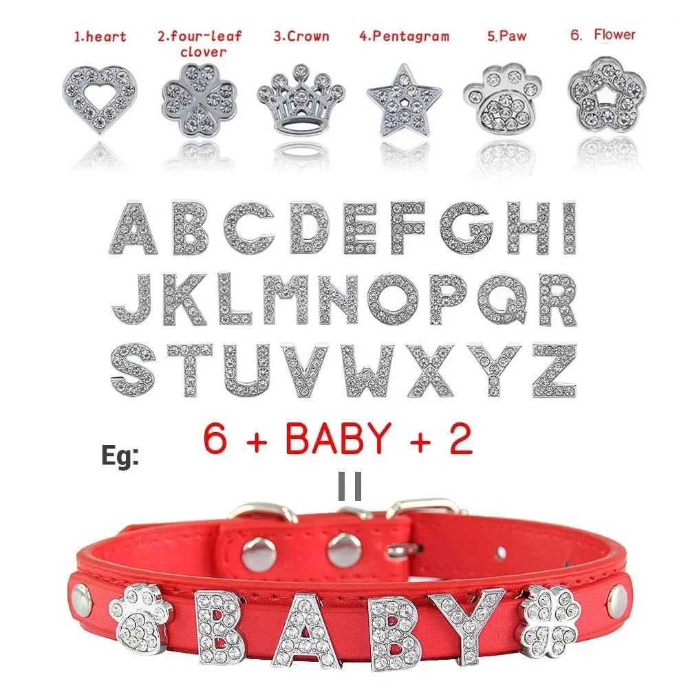 Personalized DIY Name Dog Collars Bling Pet Dog Collar With Diamond Buckle Puppy Cat Letters Charms For Teddy French Bulldog X250129