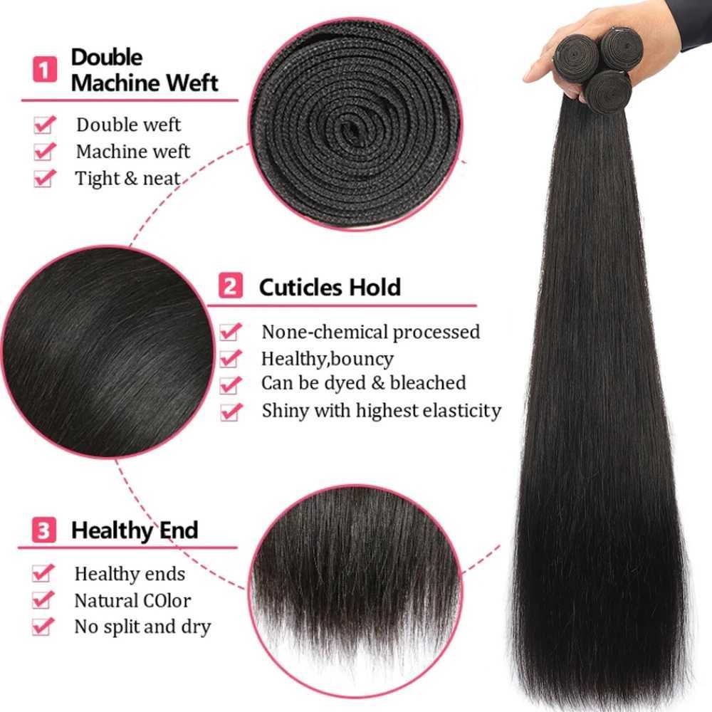 12A Bundles With Frontal 100% Human Hair Straight Peruvian Hair Natural Color Virgin Hair Bundles With Clo Brown Lace HairXJ250120