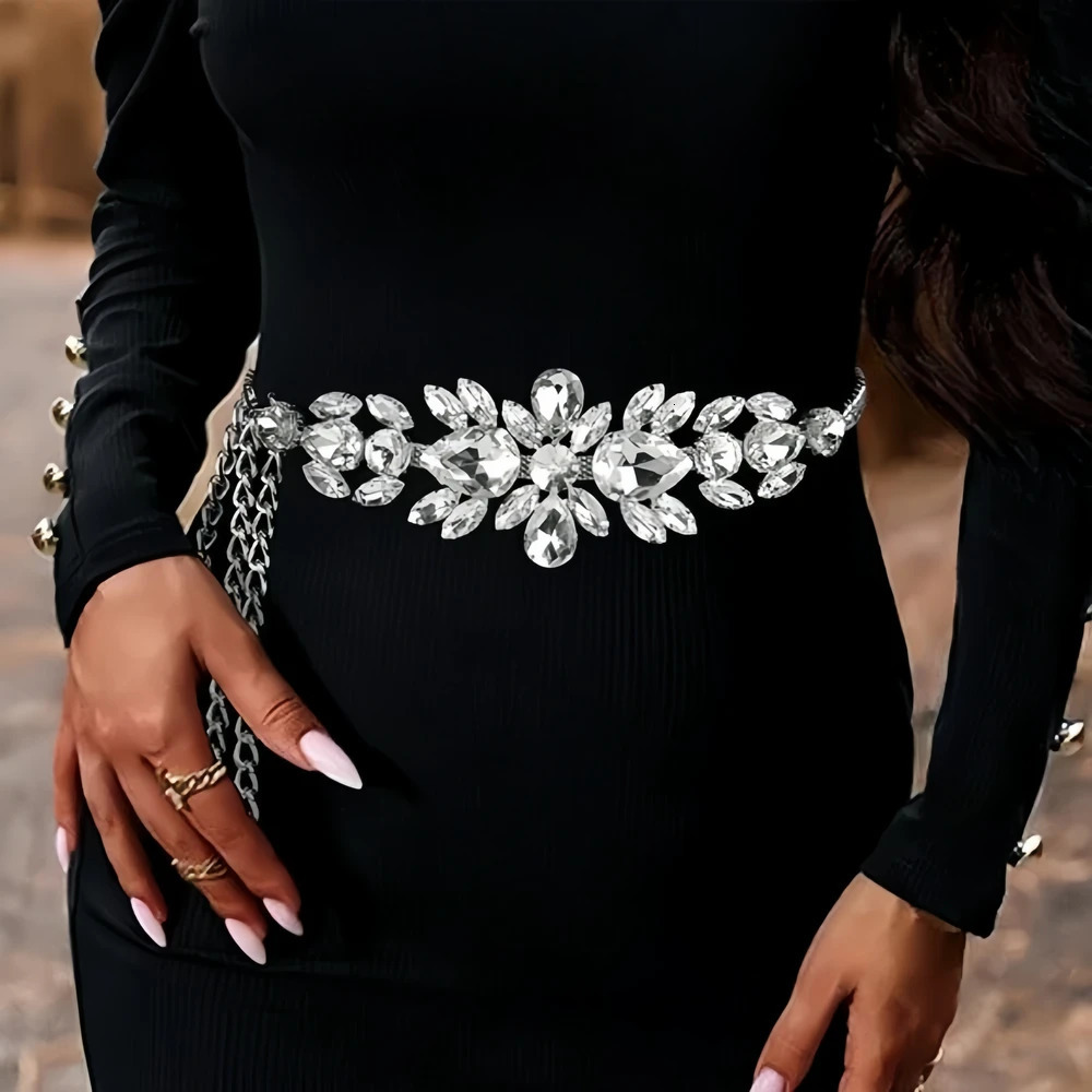 Stonefans Bling Geometric Belly Chain Belt Women Sexy Accessories Oversize Waist Decoration Rhinestone Body Jewelry Party 250117