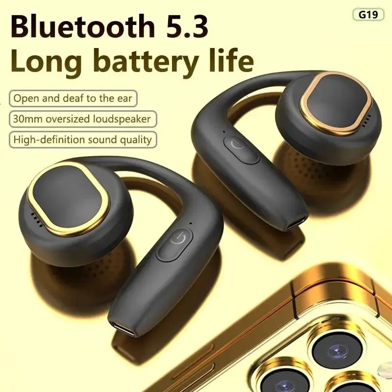 G19 Overear Oversized Ser In The Ear Open OWS Dualear Air Conduction Long Battery Life Wireless Bluetooth Headphones 250108